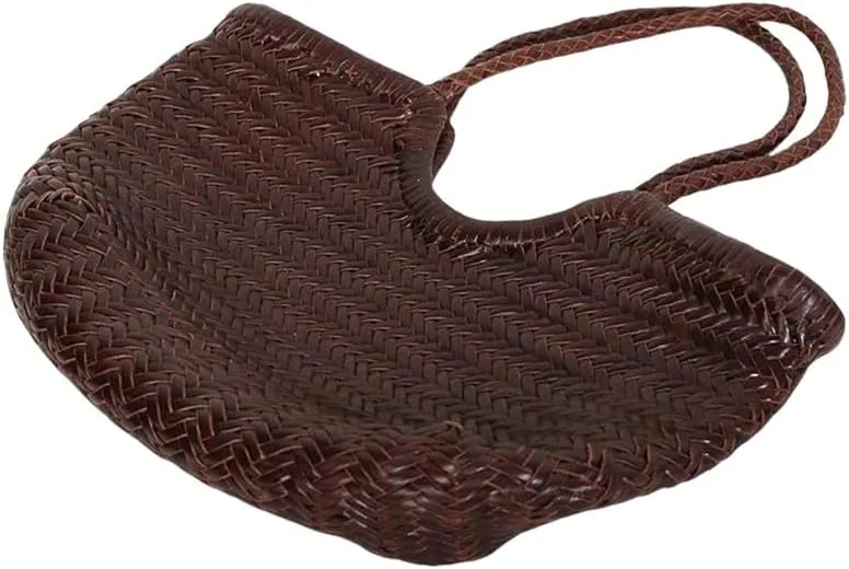 EvaLuLu Handwoven Leather Tote Bag Shoulder Bag