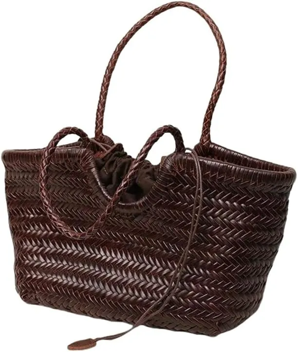 EvaLuLu Handwoven Leather Tote Bag Shoulder Bag