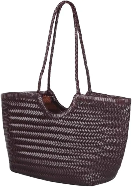 EvaLuLu Handwoven Leather Tote Bag Shoulder Bag