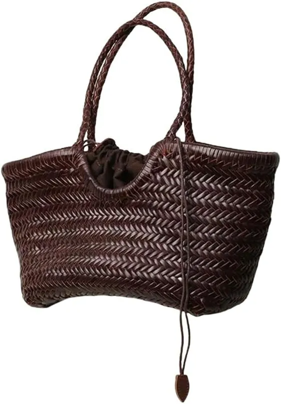 EvaLuLu Handwoven Leather Tote Bag Shoulder Bag