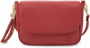 EVVE Small Crossbody Bags for Women Trendy Flap Saddle Purses with Tassel Vegan leather Shoulder bag