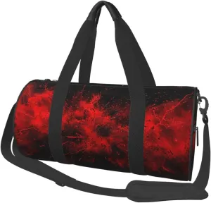 Explosion Burst Red Black Printed Sports Gym Bag for Men Women Foldable Duffel Bag Carry On Weekender Bag for Travel Sports