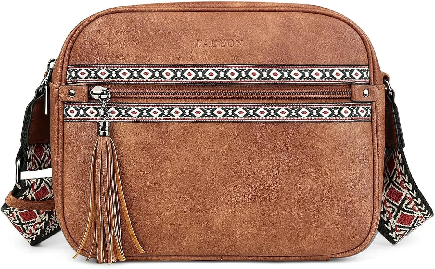 FADEON Crossbody Bags for Women Designer Vegan Leather Crossbody Purse Multi-pocket Medium Shoulder Bag with Card Slots