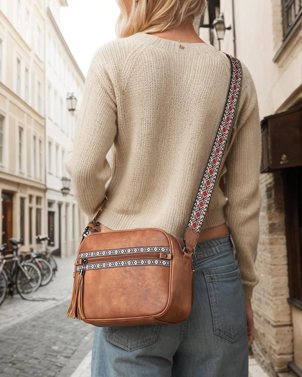 FADEON Crossbody Bags for Women Designer Vegan Leather Crossbody Purse Multi-pocket Medium Shoulder Bag with Card Slots