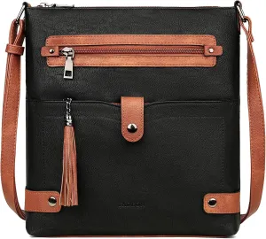 FADEON Crossbody Purses for Women Crossbody Bag, Designer Multi Pockets Shoulder Travel Purses with Tassel