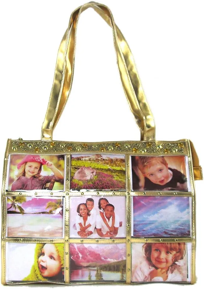 Fashion Metallic Photo Tote Bag with Studs
