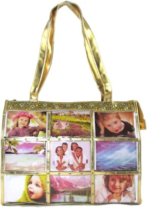 Fashion Metallic Photo Tote Bag with Studs