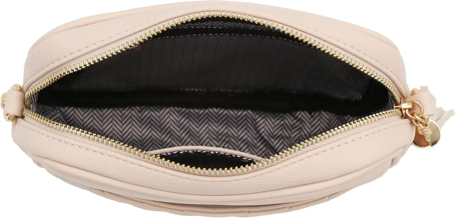 FashionPuzzle Chevron Quilted Crossbody Camera Bag with Chain Strap and Tassel