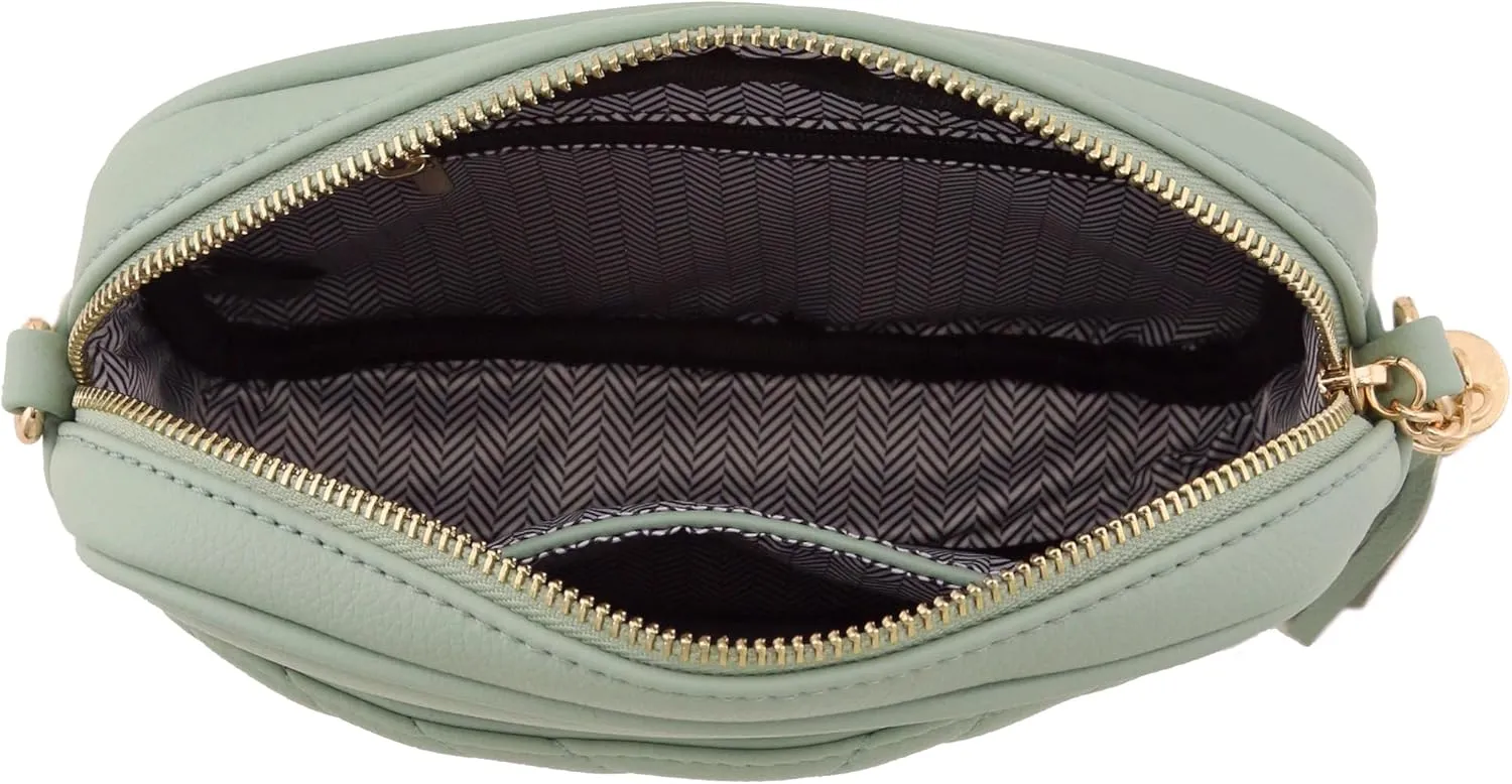 FashionPuzzle Chevron Quilted Crossbody Camera Bag with Chain Strap and Tassel