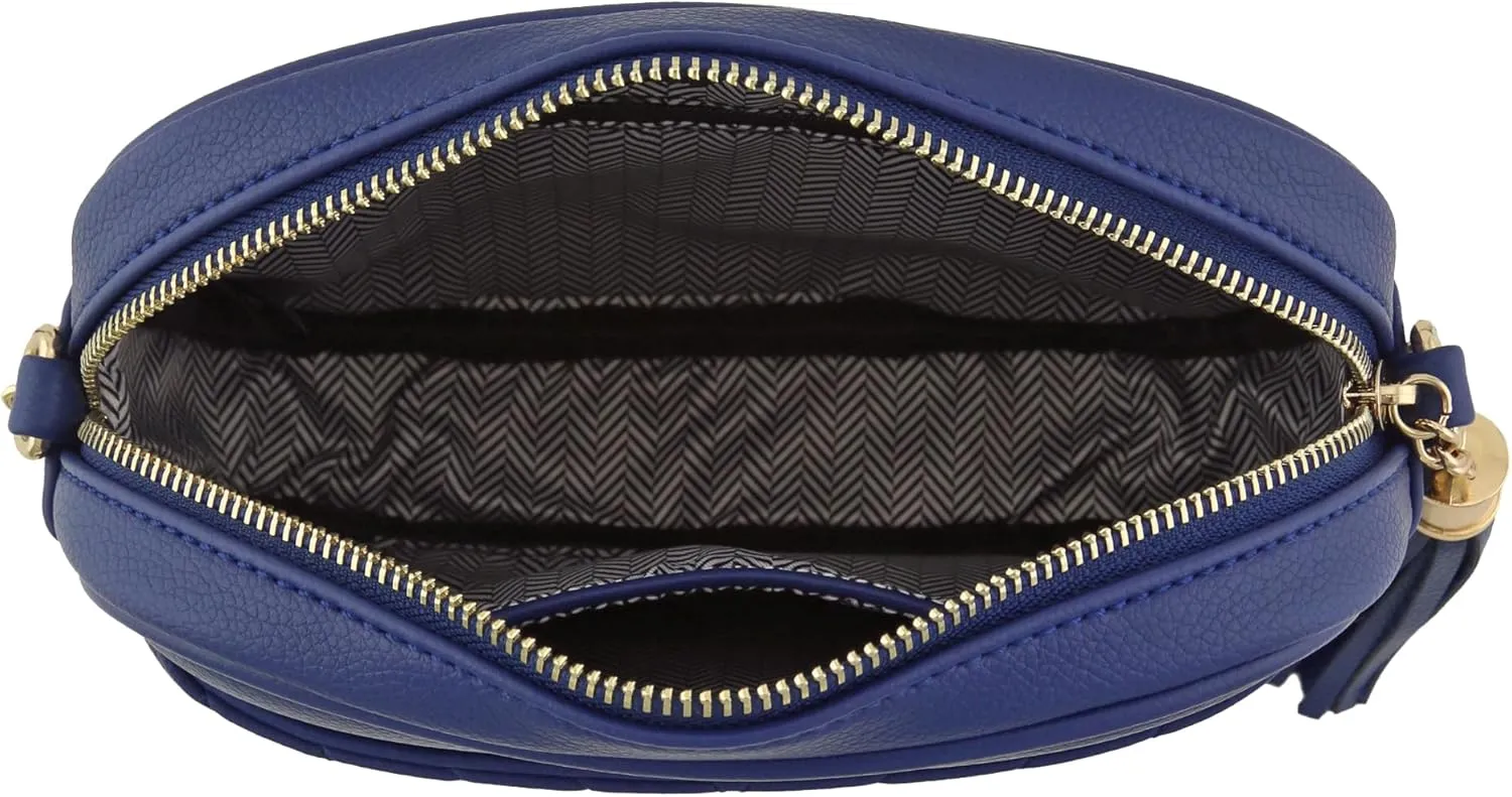 FashionPuzzle Chevron Quilted Crossbody Camera Bag with Chain Strap and Tassel