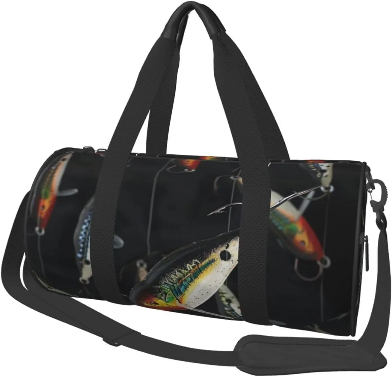 Fishing Lure Printed Sports Gym Bag for Men Women Foldable Duffel Bag Carry On Weekender Bag for Travel Sports