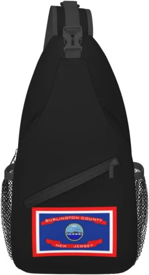 Flag Of Burlington County, New Jersey Crossbody Bags For Women Men Chest Backpack Gym Shoulder Bag Travel Outdoor Sports Casual Crossbody Bags
