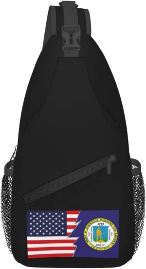 Flag Of Lexington, Massachusetts And America Crossbody Bags For Women Men Chest Backpack Gym Shoulder Bag Travel Outdoor Sports Casual Crossbody Bags