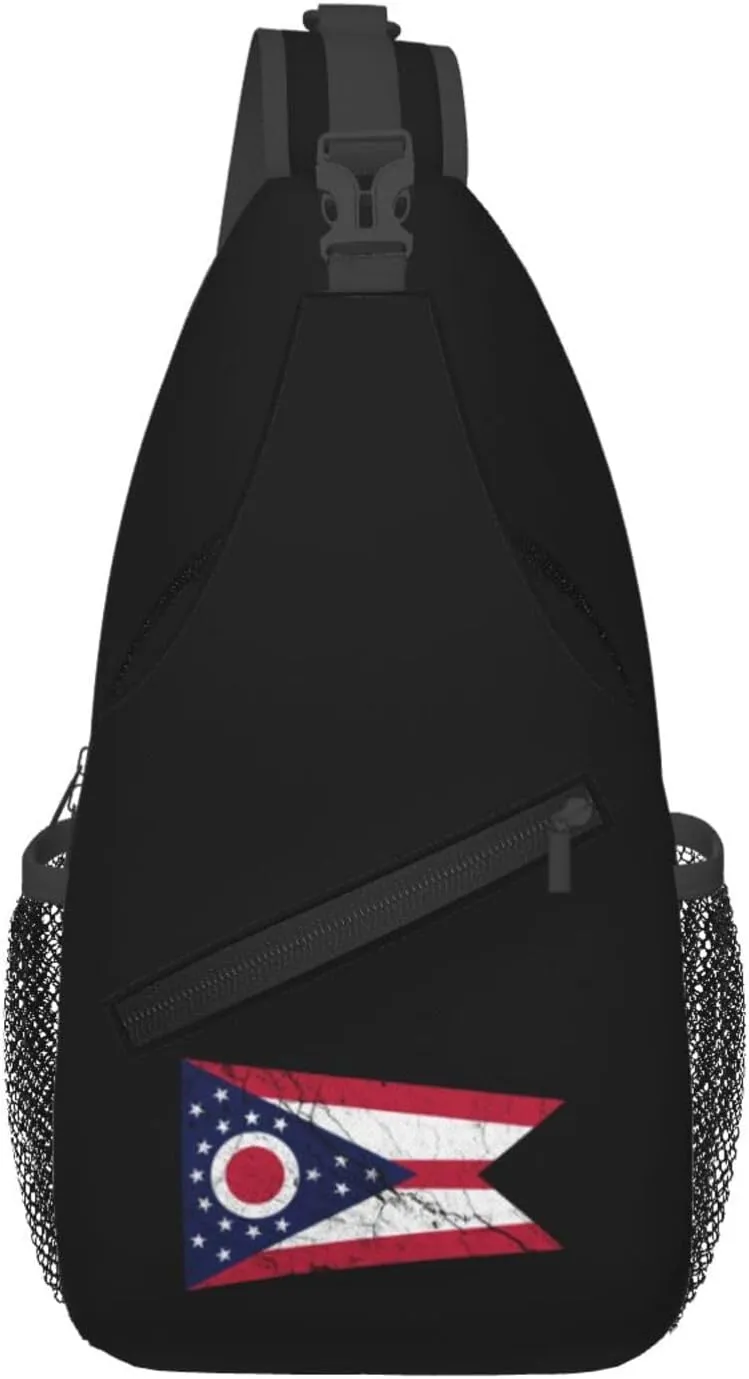 Flag Of Ohio Texture Effect Crossbody Bags For Women Men Chest Backpack Gym Shoulder Bag Travel Outdoor Sports Casual Crossbody Bags