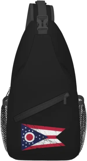 Flag Of Ohio Texture Effect Crossbody Bags For Women Men Chest Backpack Gym Shoulder Bag Travel Outdoor Sports Casual Crossbody Bags