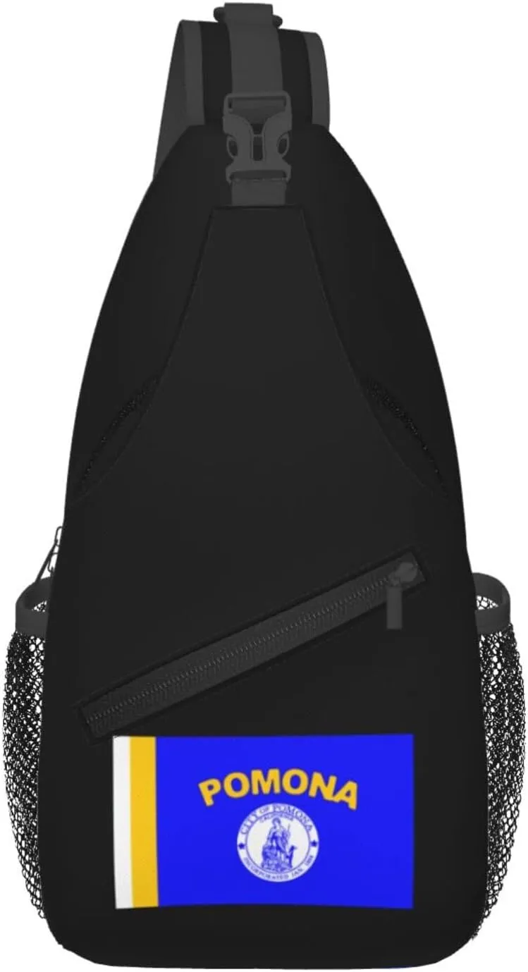Flag Of Pomona, California Crossbody Bags For Women Men Chest Backpack Gym Shoulder Bag Travel Outdoor Sports Casual Crossbody Bags