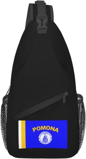 Flag Of Pomona, California Crossbody Bags For Women Men Chest Backpack Gym Shoulder Bag Travel Outdoor Sports Casual Crossbody Bags