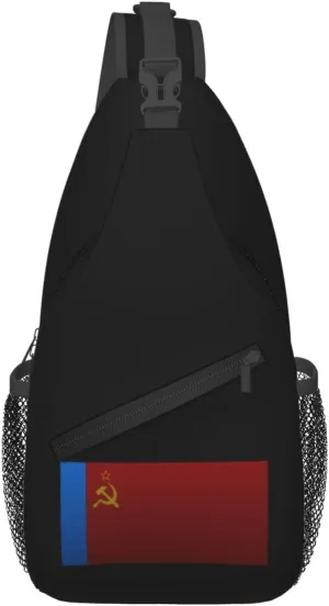 Flag Of The Russian Soviet Federative Socialist Republic Knitting Effect Crossbody Bags For Women Men Chest Backpack Gym Shoulder Bag Travel Outdoor Sports Casual Crossbody Bags