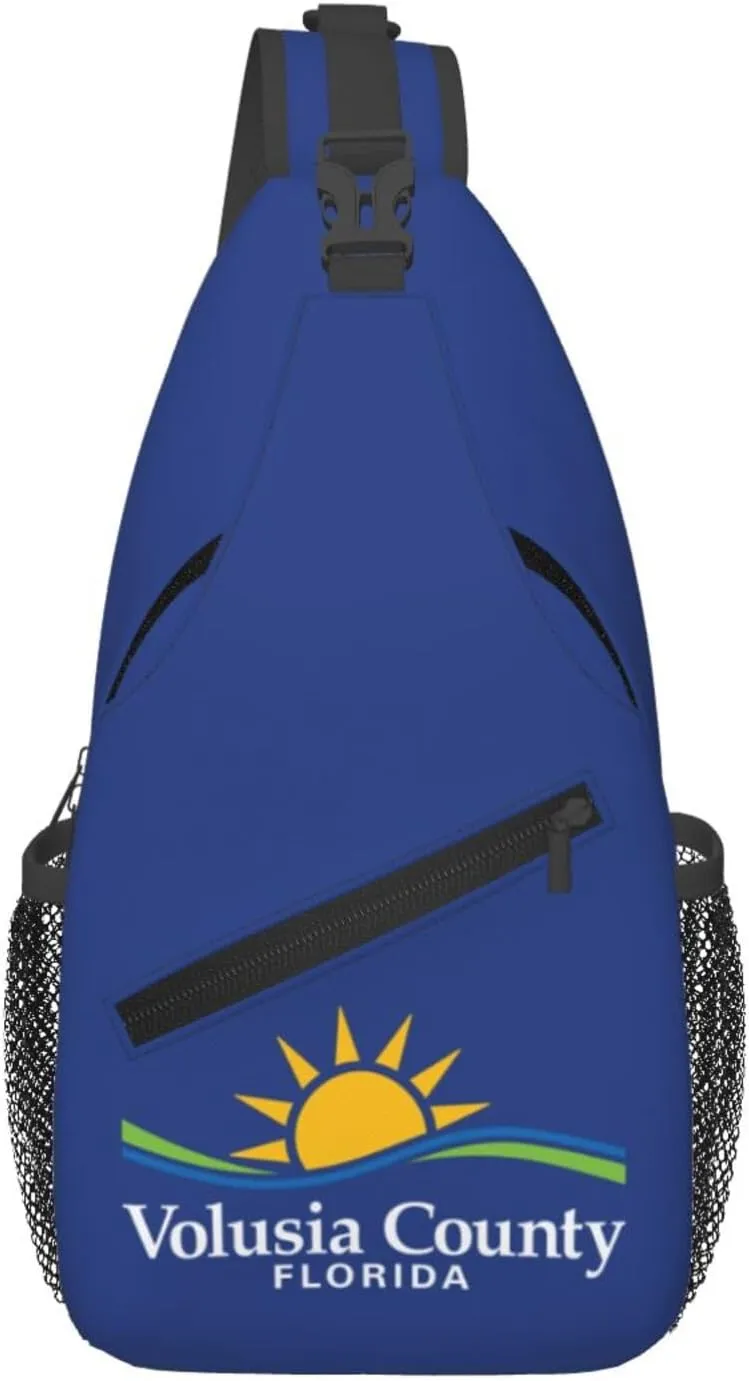 Flag Of Volusia County, Florida Crossbody Bags For Women Men Chest Backpack Gym Shoulder Bag Travel Outdoor Sports Casual Crossbody Bags