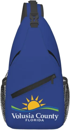 Flag Of Volusia County, Florida Crossbody Bags For Women Men Chest Backpack Gym Shoulder Bag Travel Outdoor Sports Casual Crossbody Bags