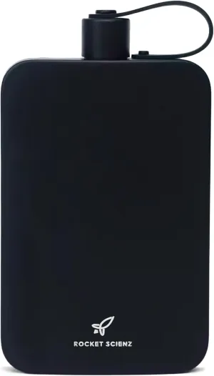 Flat Water Bottle | Stainless Steel 17oz Flask | Minimalistic Design for Easy Portability | BPA-Free, Leak-Proof | Perfect for Travel, Gym, and Everyday Use (Black)