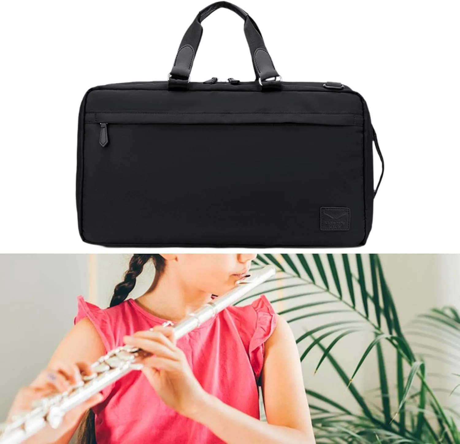 Flute Organizer Flute Carry Gig Bag Backpack Convenient Shoulder Strap Flute Protect Bag Flute Storage Bag for Orchestra, Black