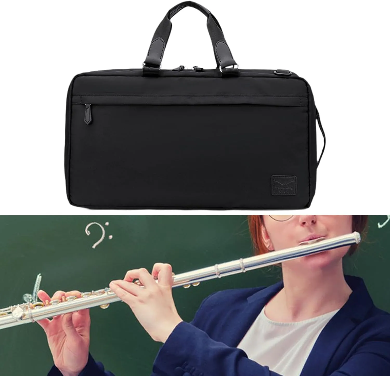 Flute Organizer Flute Carry Gig Bag Backpack Convenient Shoulder Strap Flute Protect Bag Flute Storage Bag for Orchestra, Black