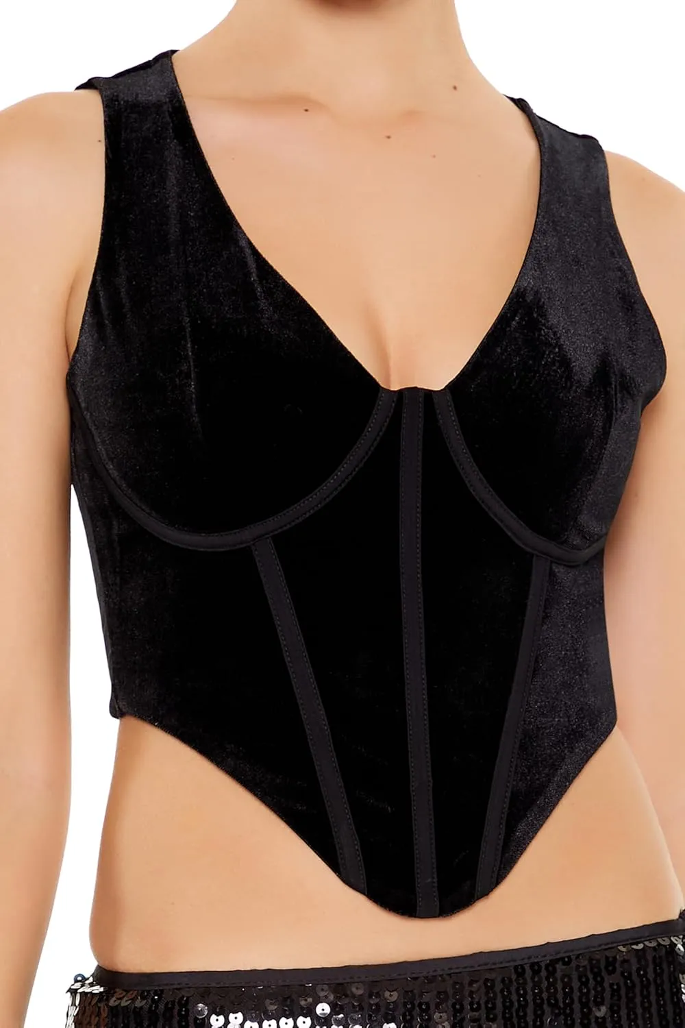Forever 21 Women's Velvet Bustier Cropped Tank Top