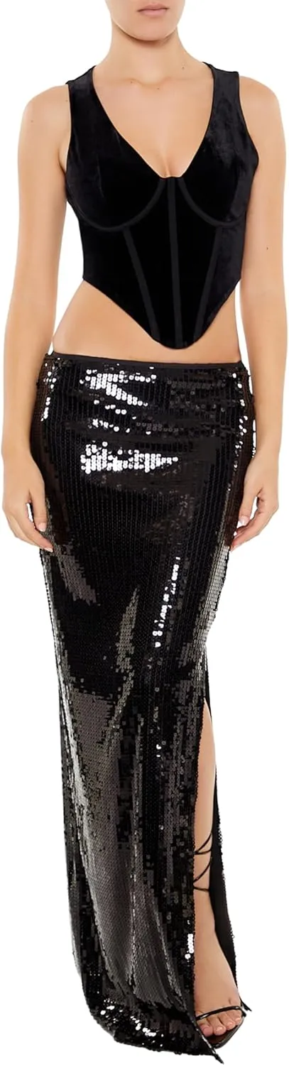 Forever 21 Women's Velvet Bustier Cropped Tank Top