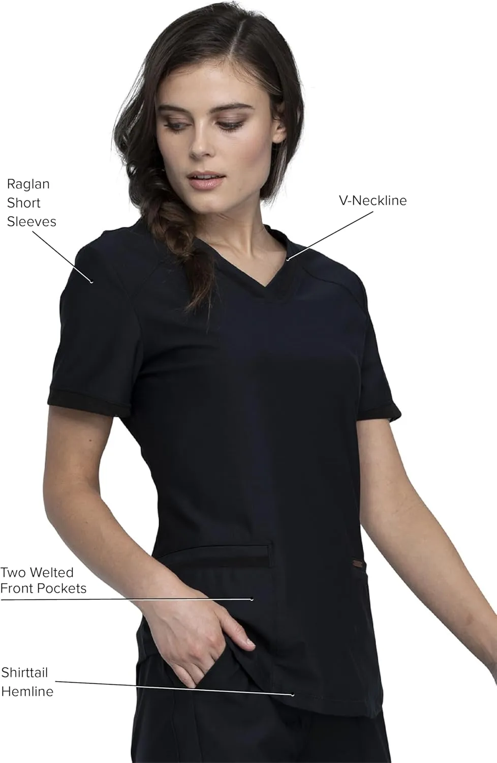 Form Scrubs for Women, Stretchy V-Neck Knit Scrub Top CK840