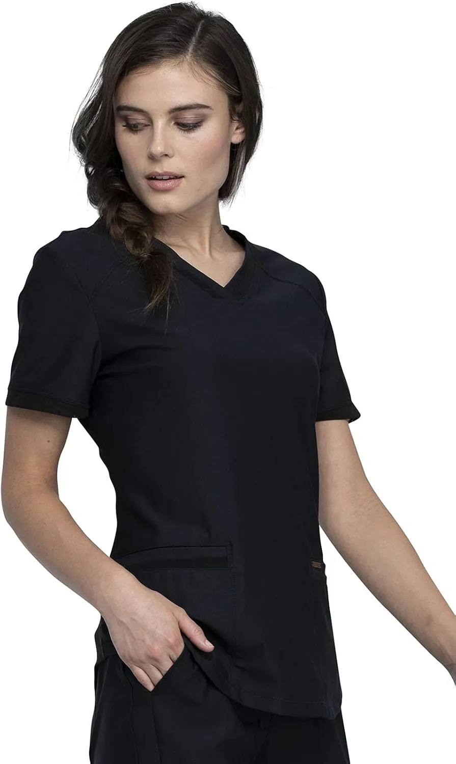 Form Scrubs for Women, Stretchy V-Neck Knit Scrub Top CK840