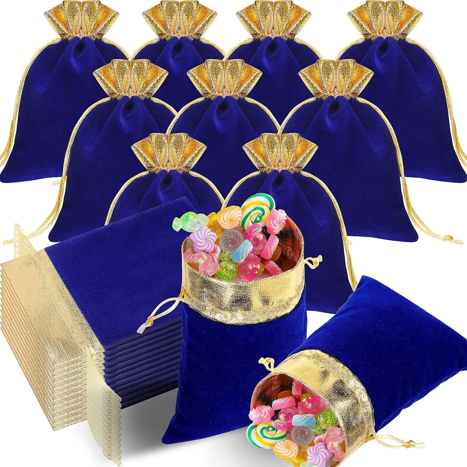 Frienda 30 Pcs Velvet Drawstrings Gift Bags 6 x 5 Inch Jewelry Pouches Drawstring Candy Bags Bolsitas para Recuerdos Velvet Party Favors Present Pouch for Valentine‘s Day Christmas(Blue)