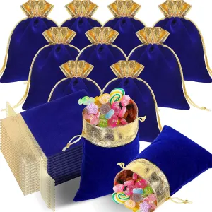 Frienda 30 Pcs Velvet Drawstrings Gift Bags 6 x 5 Inch Jewelry Pouches Drawstring Candy Bags Bolsitas para Recuerdos Velvet Party Favors Present Pouch for Valentine‘s Day Christmas(Blue)