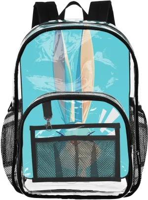 FRODOTGV Excited Bunny Medium Turquoise Kid Clear Backpack Clear Bookbags for Teen Girls See Through Heavy Duty Bag