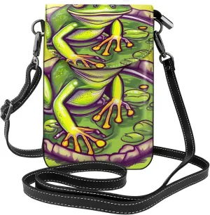 Frog In A Pond Crossbody Bag, Leather Crossbody Flap Mobile Phone Bag.* Fashion Tassel Wallet Designed For Women.
