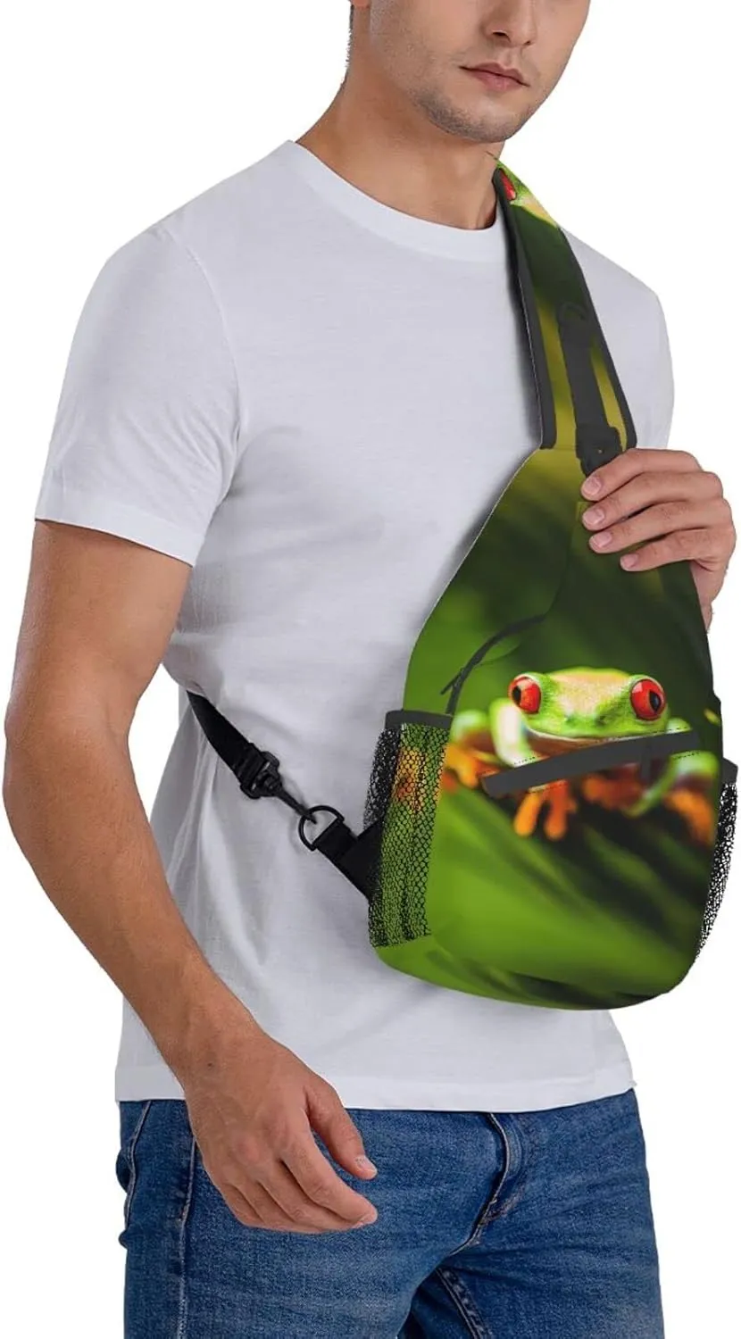 Frog Sling Bag Cute Crossbody Chest Daypack Casual Backpack Animal Shoulder Bag For Travel Picnic