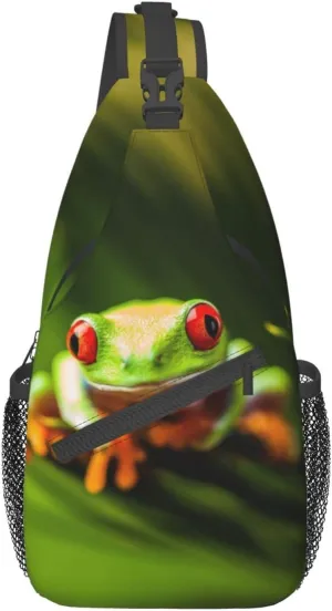 Frog Sling Bag Cute Crossbody Chest Daypack Casual Backpack Animal Shoulder Bag For Travel Picnic