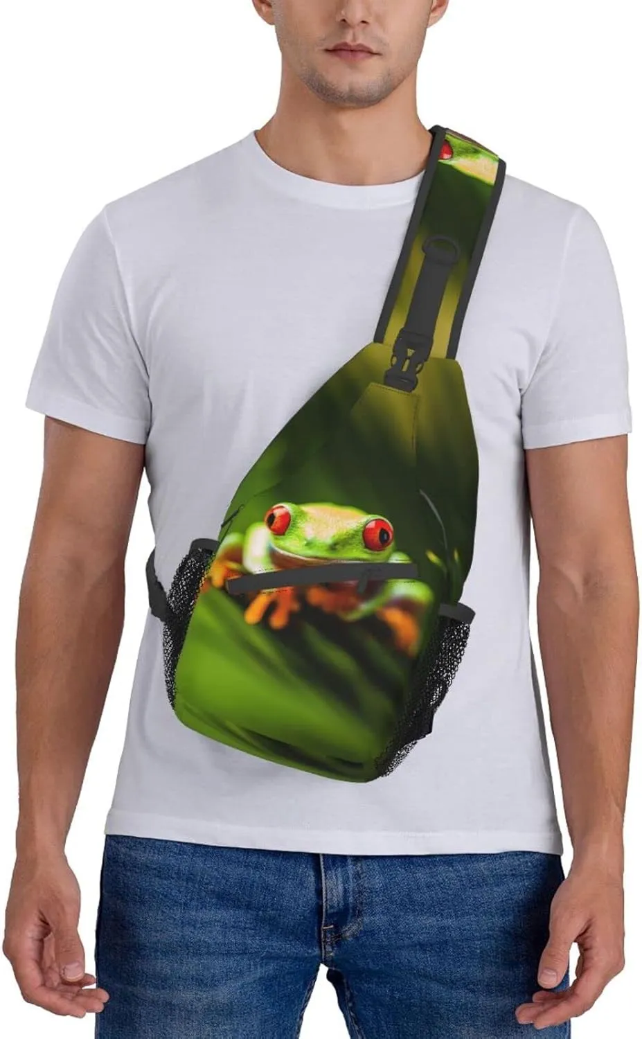 Frog Sling Bag Cute Crossbody Chest Daypack Casual Backpack Animal Shoulder Bag For Travel Picnic