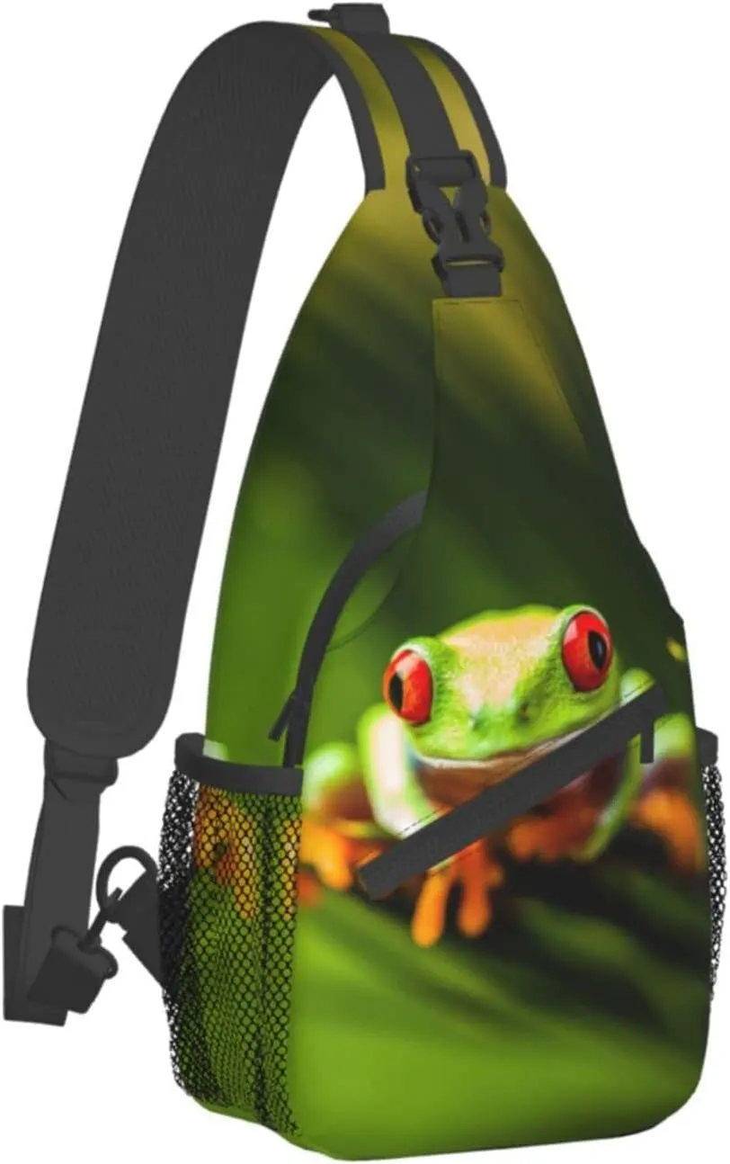 Frog Sling Bag Cute Crossbody Chest Daypack Casual Backpack Animal Shoulder Bag For Travel Picnic