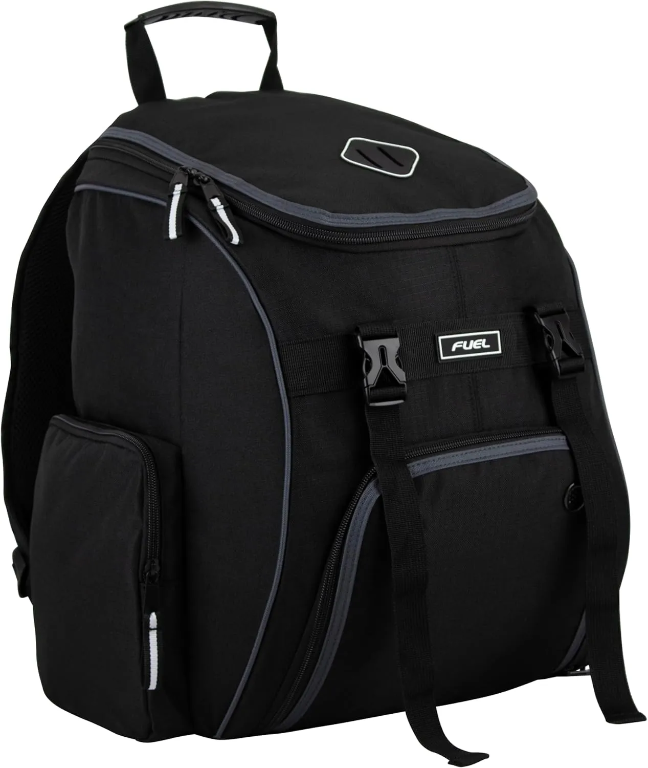 FUEL Oversized Wide Mouth Backpack with Multiple Compartments, Large Storage for Hiking, Work, Classroom, and Traveling - Grey Trim
