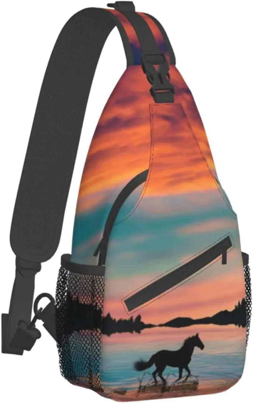 Funny Horse Crossbody Bag Horse Shoulder Bag Backpack Animal Sling Bag Chest Casual Daypack for Outdoor