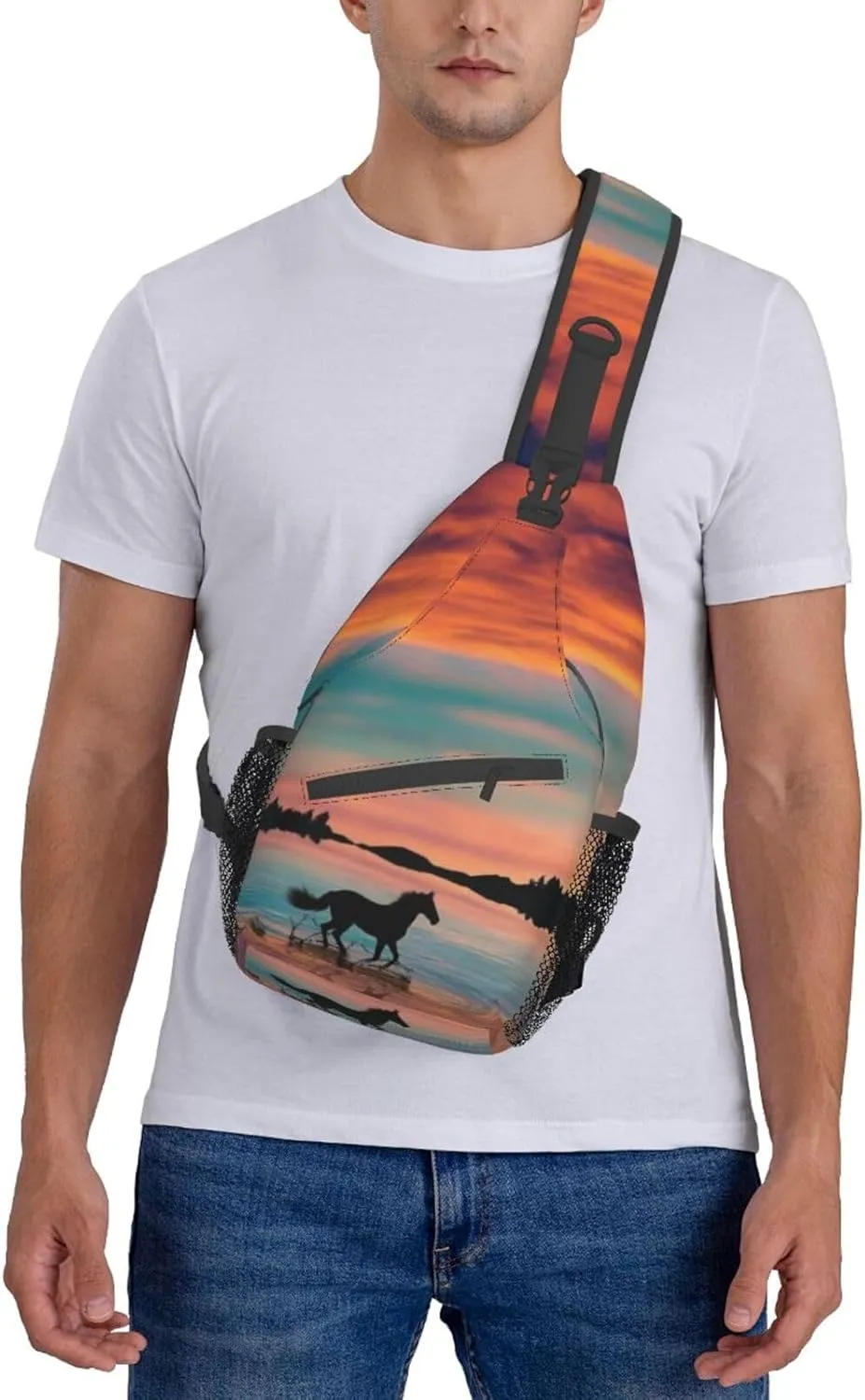 Funny Horse Crossbody Bag Horse Shoulder Bag Backpack Animal Sling Bag Chest Casual Daypack for Outdoor