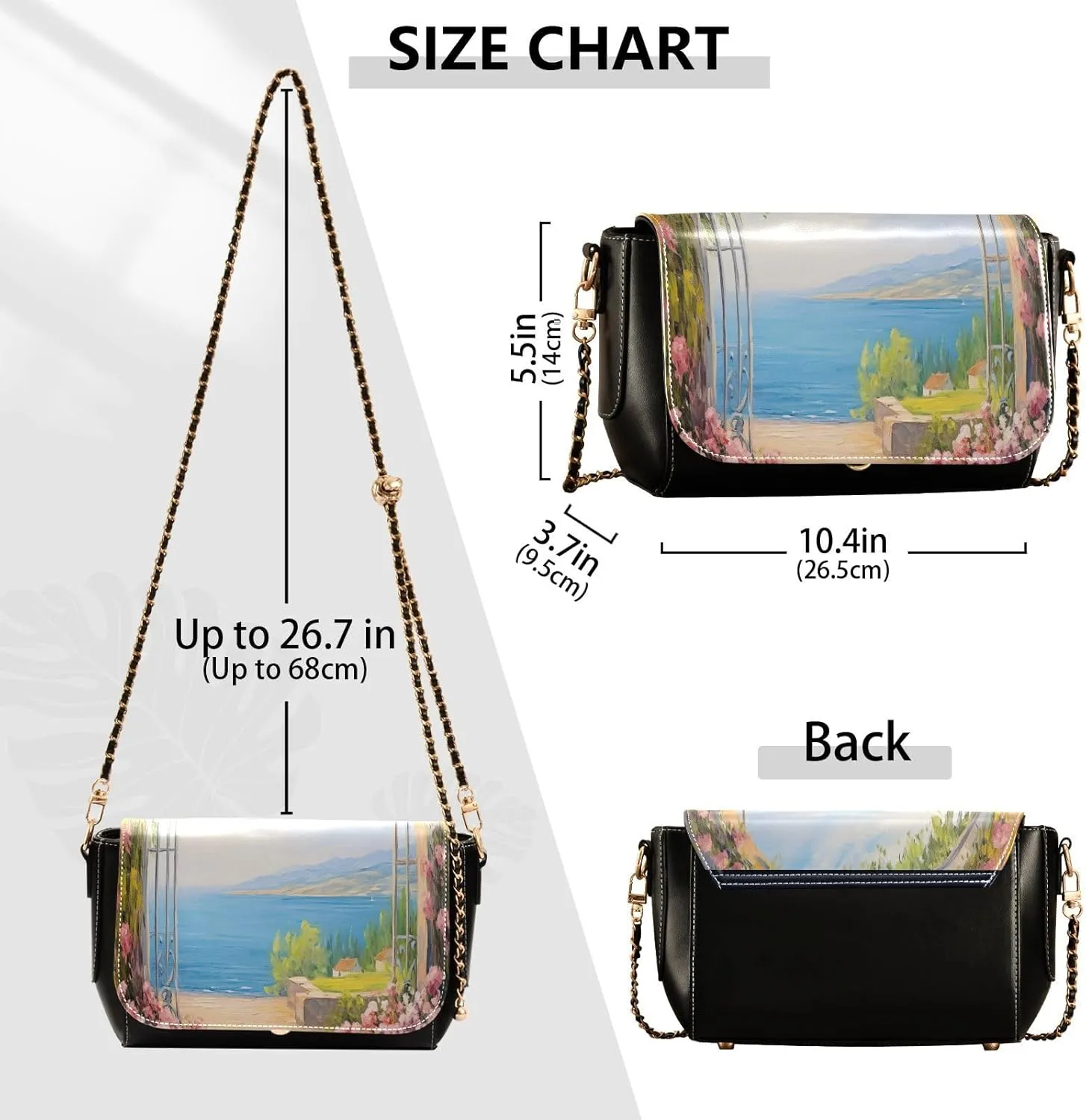 GAIGEO Sunflower Field Shoulder Bag with Pocket, Ladies Leather Crossbody Bags, Pu Leather Shoulder Bag for Women