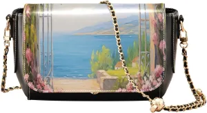 GAIGEO Sunflower Field Shoulder Bag with Pocket, Ladies Leather Crossbody Bags, Pu Leather Shoulder Bag for Women