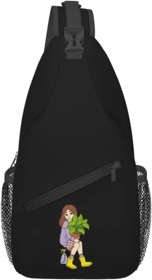 Girl Holding A Flowerbed Crossbody Bags For Women Men Chest Backpack Gym Shoulder Bag Travel Outdoor Sports Casual Crossbody Bags
