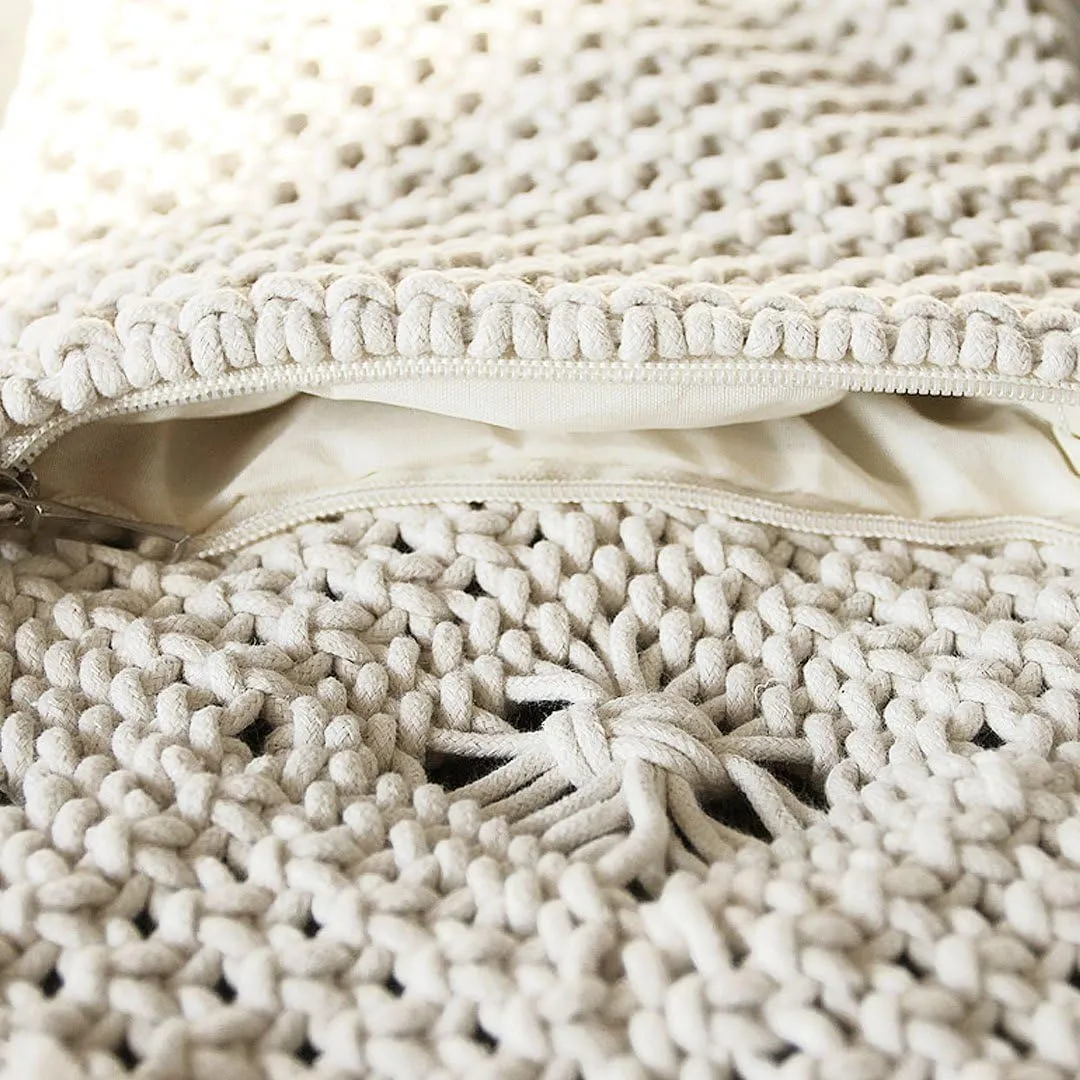 Goclothod Women Crochet Fringed Shoulder Bag Cotton Tassel Crossbody Bag Hippie Beach Purse