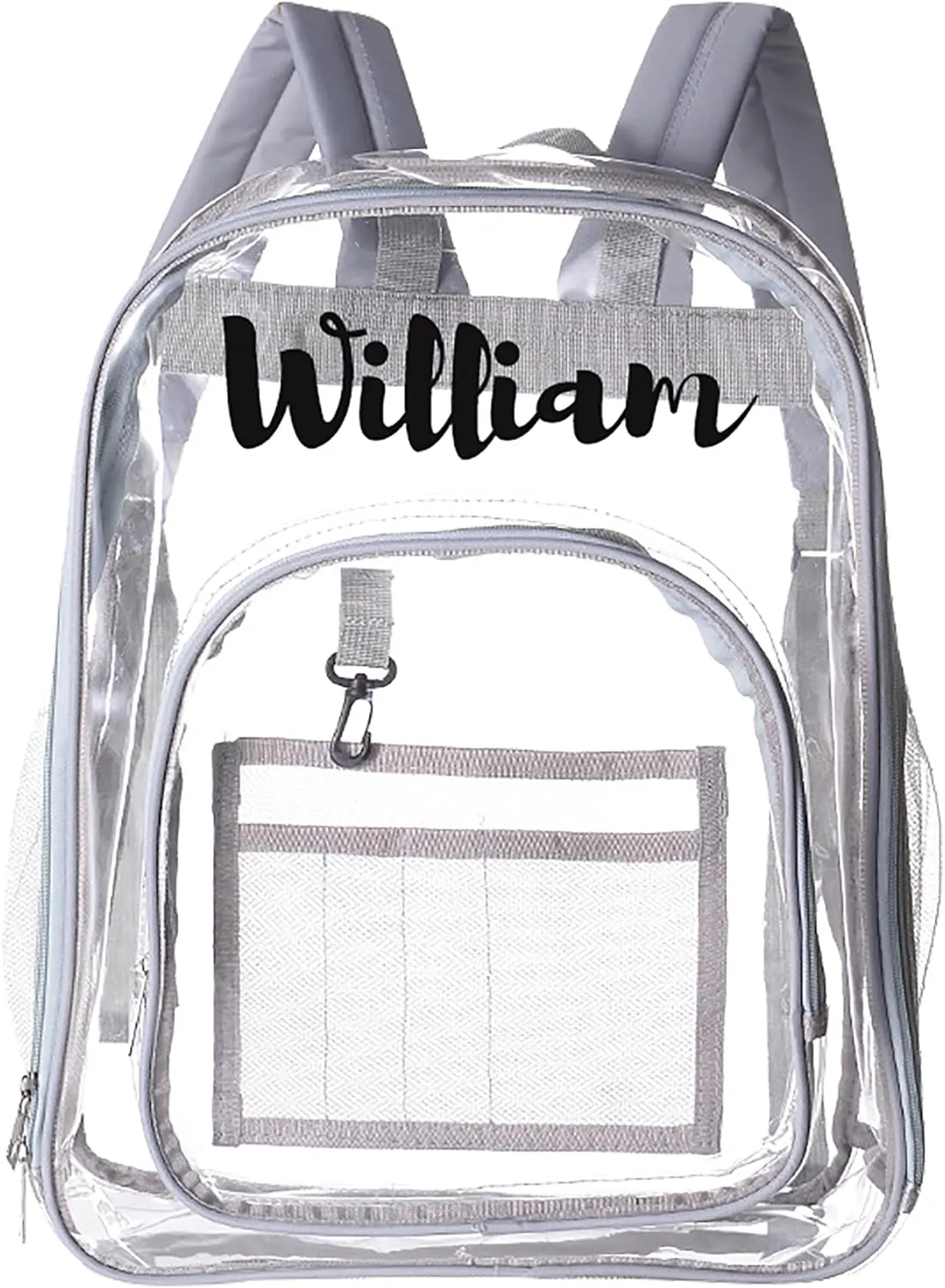 Godchoices Personalized Clear Backpack, Heavy Duty Clear Bookbag, Custom Name Backpack See Through Backpack for School