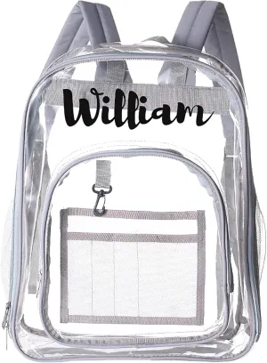 Godchoices Personalized Clear Backpack, Heavy Duty Clear Bookbag, Custom Name Backpack See Through Backpack for School