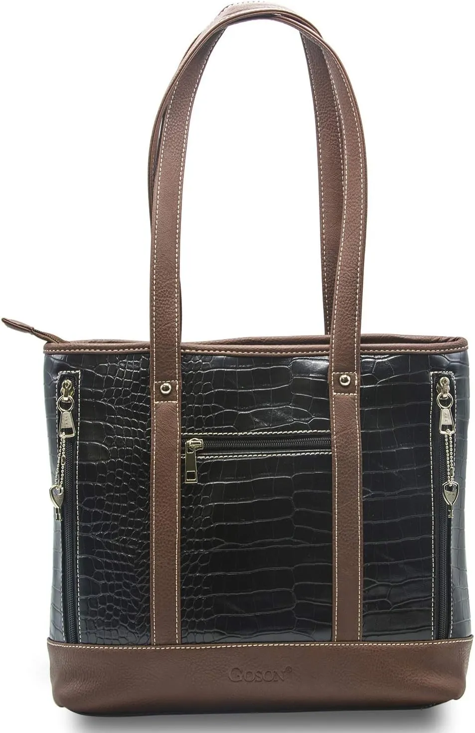 Goson Premium Crocodile Embossed PU Faux Leather Concealed Carry Purse Tote