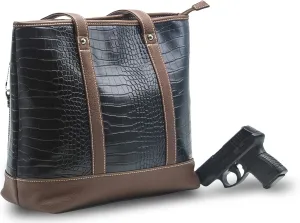 Goson Premium Crocodile Embossed PU Faux Leather Concealed Carry Purse Tote